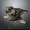 Detailed Lifelike 3D Seal Model With Spotted Fur On Gray Background