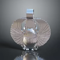 Silver Beetle Sculpture Carving with Winged Design Central Gemstone and Shiny Reflective Base