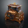 Vintage Mechanical Equipment with Wooden Structure Ornate Gears and Brass Accents