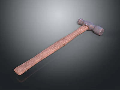 Durable Hardware Hammer With Wooden Handle And Metal Head For DIY Projects 3d model