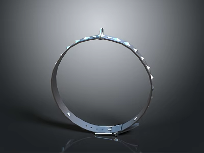 Silver Circular Metal Ring Household Item with Holes for Hanging Support 3d model