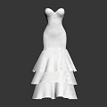 Fashionable Elegant White Strapless Dress With Layered Flared Skirt Design