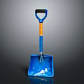 Blue Metal Shovel With Orange Handle And Glossy Head Design