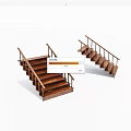 Wooden Staircase Interior Design With Handrail And Two Different Step Styles 3d model