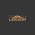 Log Cabin Exterior With Log Structure Gray Tile Roof And Stone Base Porch Columns