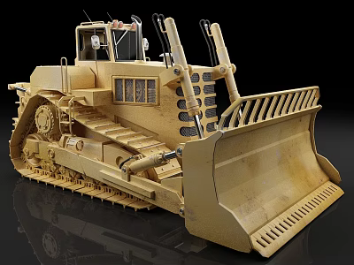Heavy Duty Bulldozer Utility Vehicle with Tracks Large Blade and Cab for Construction Work 3d model