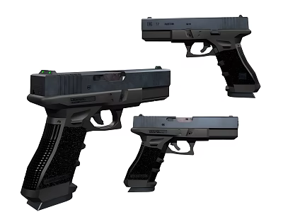 Modern Black Tactical Pistols With Textured Grip Sleek Body And Different Angles 3d model