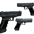 Modern Black Tactical Pistols With Textured Grip Sleek Body And Different Angles 3d model