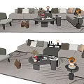Modern sofa coffee table combination 3d model