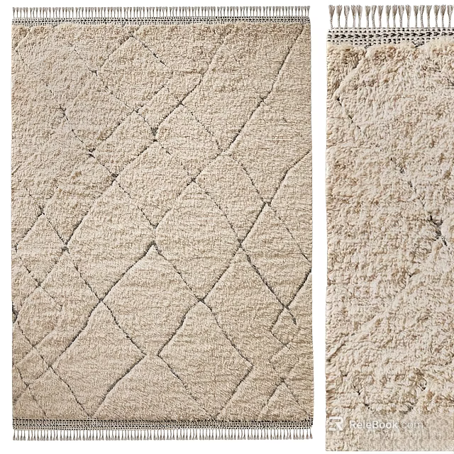 Beige Square Rug With Diamond Pattern And Soft Woven Texture Design 3d model 