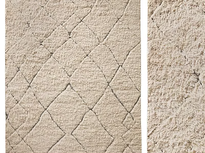 Beige Square Rug With Diamond Pattern And Soft Woven Texture Design 3d model