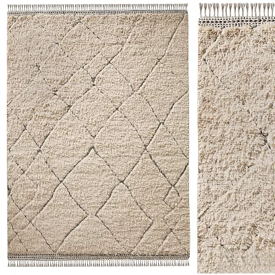 Beige Square Rug With Diamond Pattern And Soft Woven Texture Design 3d model