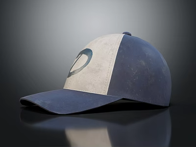 Blue And White Baseball Cap With Circular Logo For Casual Wear 3d model