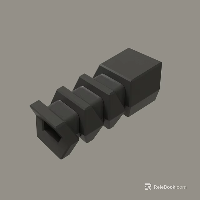 Black Geometric Mechanical Component 3D Model With Interconnected Blocks And Holes 3d model 