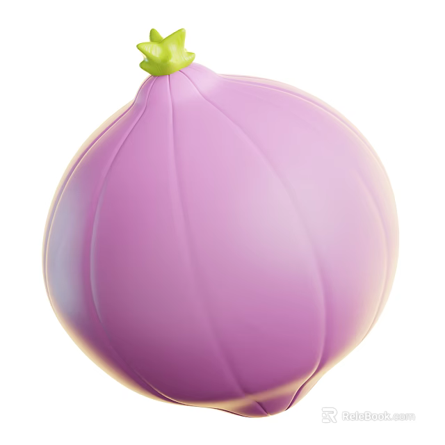 Fresh Shiny Purple Onion Vegetable with Smooth Outer Skin and Bright Hue 3d model 