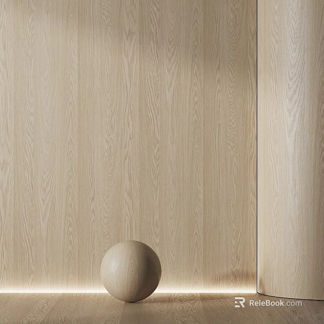Light Wood Grain Interior Wall with Natural Texture and Light Sphere Decoration 3d model 