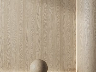 Light Wood Grain Interior Wall with Natural Texture and Light Sphere Decoration 3d model