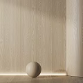 Light Wood Grain Interior Wall with Natural Texture and Light Sphere Decoration