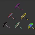 Colorful Umbrellas With Various Designs And Different Handle Colors For Daily Use