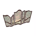 Vintage Decorative Screen With Female Portrait And Floral Wooden Frame Design