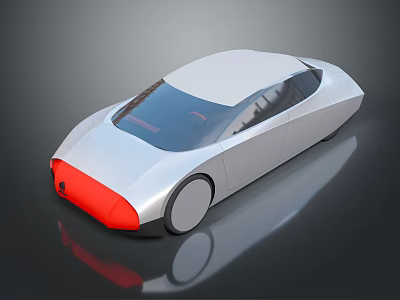 Futuristic Silver Car With Aerodynamic Design Sleek Body And Red Front Accent 3d model