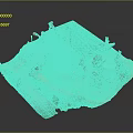 3D Model Of Green Turf Football Field With Curved Road And Hilly Terrain Trees