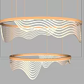 Modern Circular Chandelier With Wavy Stripes And Metallic Frame Design