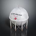 Liquified Petroleum Gas Storage Tank With Support Structure And Red Warning Label