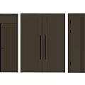Modern Beige Double Doors With Vertical Striped Design And Gold Black Handles