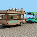 Brown MAOGE'S Food Truck And Blue Mobile Kitchen For Street Food Service