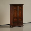 Classic Dark Wood Wardrobe With Double Panel Doors And Bottom Drawers