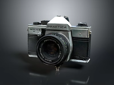 Vintage PRAKTICA MTL5 Mechanical Film Camera With 50mm Lens And Metal Body 3d model