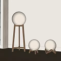 Modern Minimalist Floor Lamp With White Spherical Shade And Wooden Stand