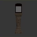 Traditional Outdoor Lamp Post With Stone Textured Pillar And Square Glass Lantern Top