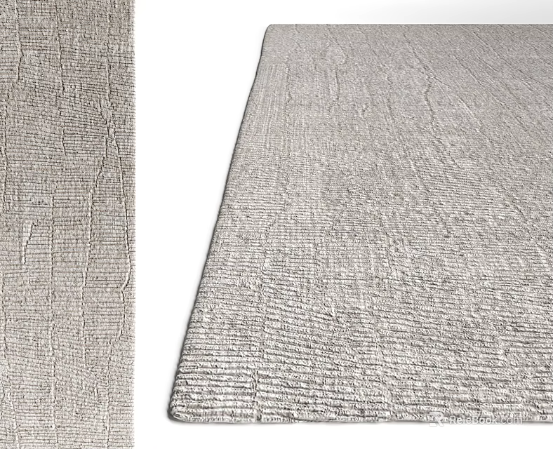 Light Gray Woven Textured Square Rug for Modern Living Room Decor 3d model 