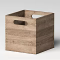 Wooden Square Storage Box Decorative Ornament Set Featuring Natural Wood Grain and Handle Holes
