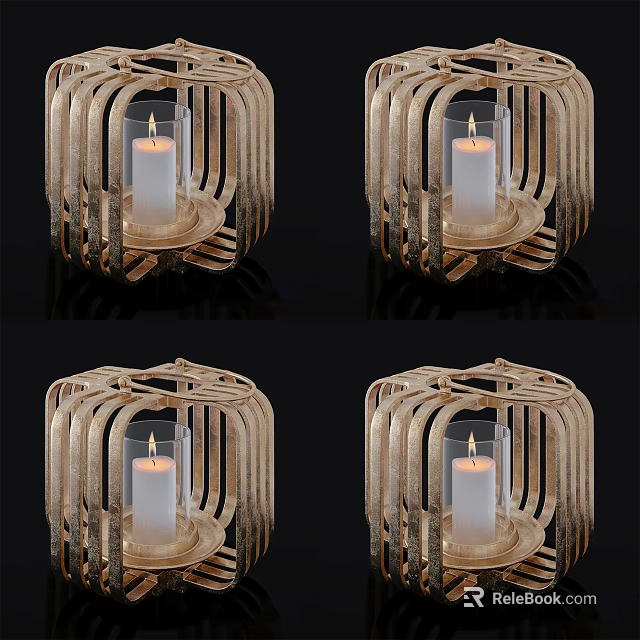 Modern Wooden Woven Structure Candle Lamp For Home Decorative Interior Design 3d model 