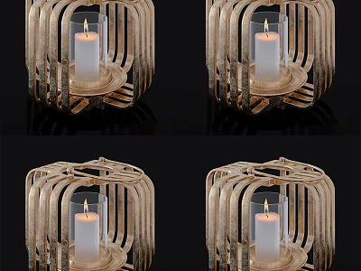 Modern Wooden Woven Structure Candle Lamp For Home Decorative Interior Design 3d model