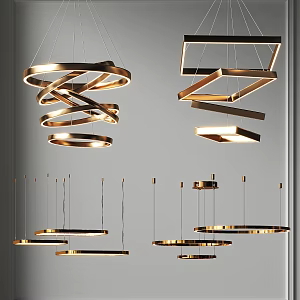 Chandelier Multi-layer Metal Ring Chandelier Guest Dining Room Chandelier Office Chandelier Bedroom Room Chandelier Metal Square Round Chandelier 3d model