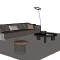 Modern Italian Sofa Coffee Table Combination Leather Sofa Single Sofa Multi-Person Sofa Living Room Sofa Floor Lamp Acrylic Stool Side Table 3d model