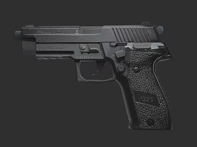 Modern Black Tactical Pistol With Textured Grip And Sleek Design Features 3d model