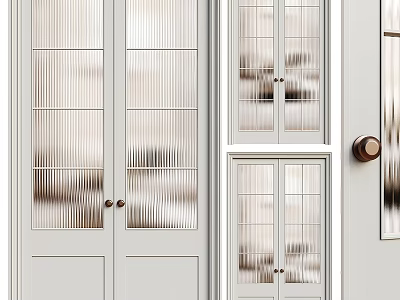 Modern Double Doors With Glass Panels And White Frame For Home Interior Design 3d model