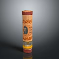 Cylindrical Feches La Mancha Package With Orange Red Design And Character