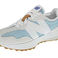 New Balance Casual Retro Shoes With White Light Blue Upper And Brown Sole