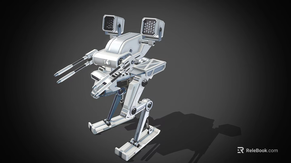 Futuristic Silver Mechanical Creature With Four Legs And Sensor Arrays 3d model