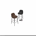 Modern Interior Design Brown and Black Leather Bar Stools with Metal Frame
