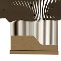 Modern Wooden Wall Decor With Wavy Patterns Vertical Slats And Integrated Lighting 3d model