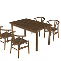 Minimalist Wooden Dining Table Set With Four Matching Chairs Design 3d model