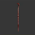 Red and White Striped Slender Snake With Diamond Shaped Head On Gray Background