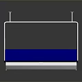 3D Rendered Modern Seat With Blue Cushion White Frame Armrests And Reflective Base